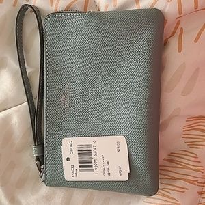 Light blue coach wristlet wallet